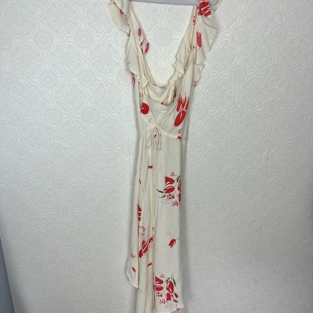 Privacy Please Fillmore Wrap‎ Midi Dress Cream Floral Strappy Slit - Picture 7 of 8